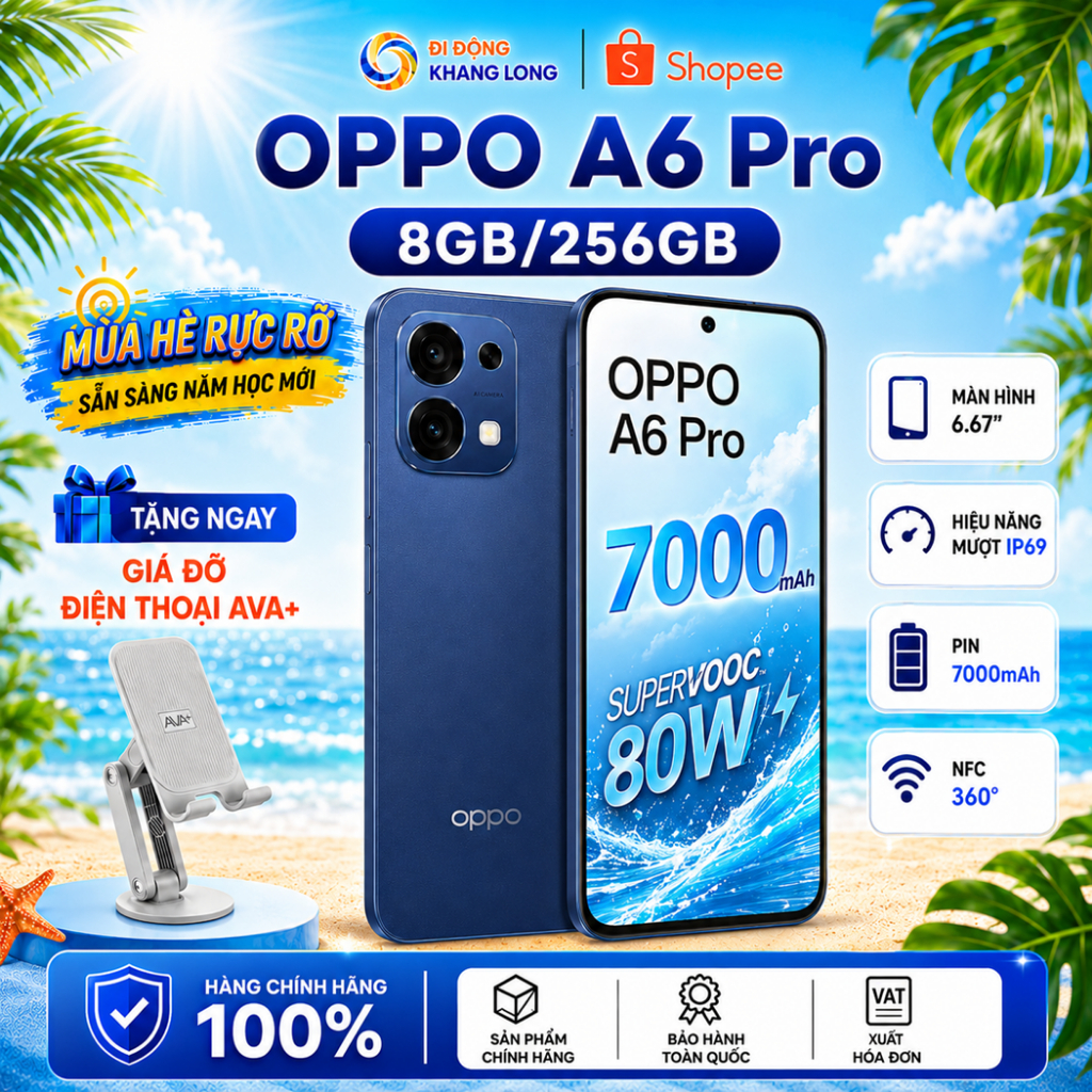 Điện thoại OPPO A6 Pro 4G | 8GB 256GB | 8GB 128GB | Màn hình 120Hz | Pin 7000 mAh  – Hàng chính hãng
