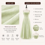 Váy Tiểu Thư Dáng Maxi Alice Chất Tơ Voan, Đầm Hai Dây Ngực Phối Bèo Nhún Nữ Tính T490 — ảnh 7