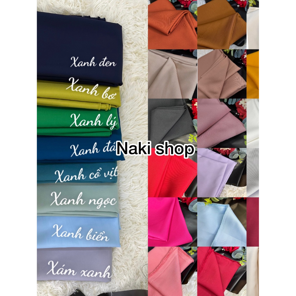 [ VẢI NAKI] BẢNG MÀU 1-  Vải COTTON LẠNH chuyên may quần tây, áo kểu, sét áo chân váy, vải dày mềm khổ 1.6m