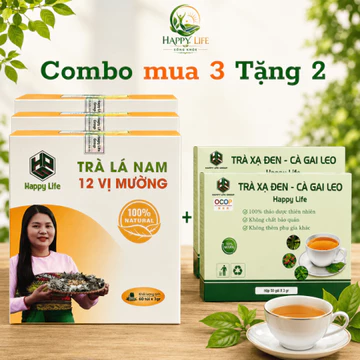 [Combo 3 tặng 2] Trà Lá Nam 12 Vị Mường Happy Life Tặng Trà Xạ Đen Cà Gai Leo