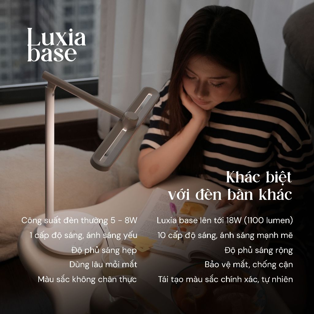 Đèn bàn học chống cận Kyvian Luxia Base | Đèn bàn làm việc bảo vệ mắt 18W 1100 Lumen CRI ≥95 | by Velix | BigBuy360 - bigbuy360.vn