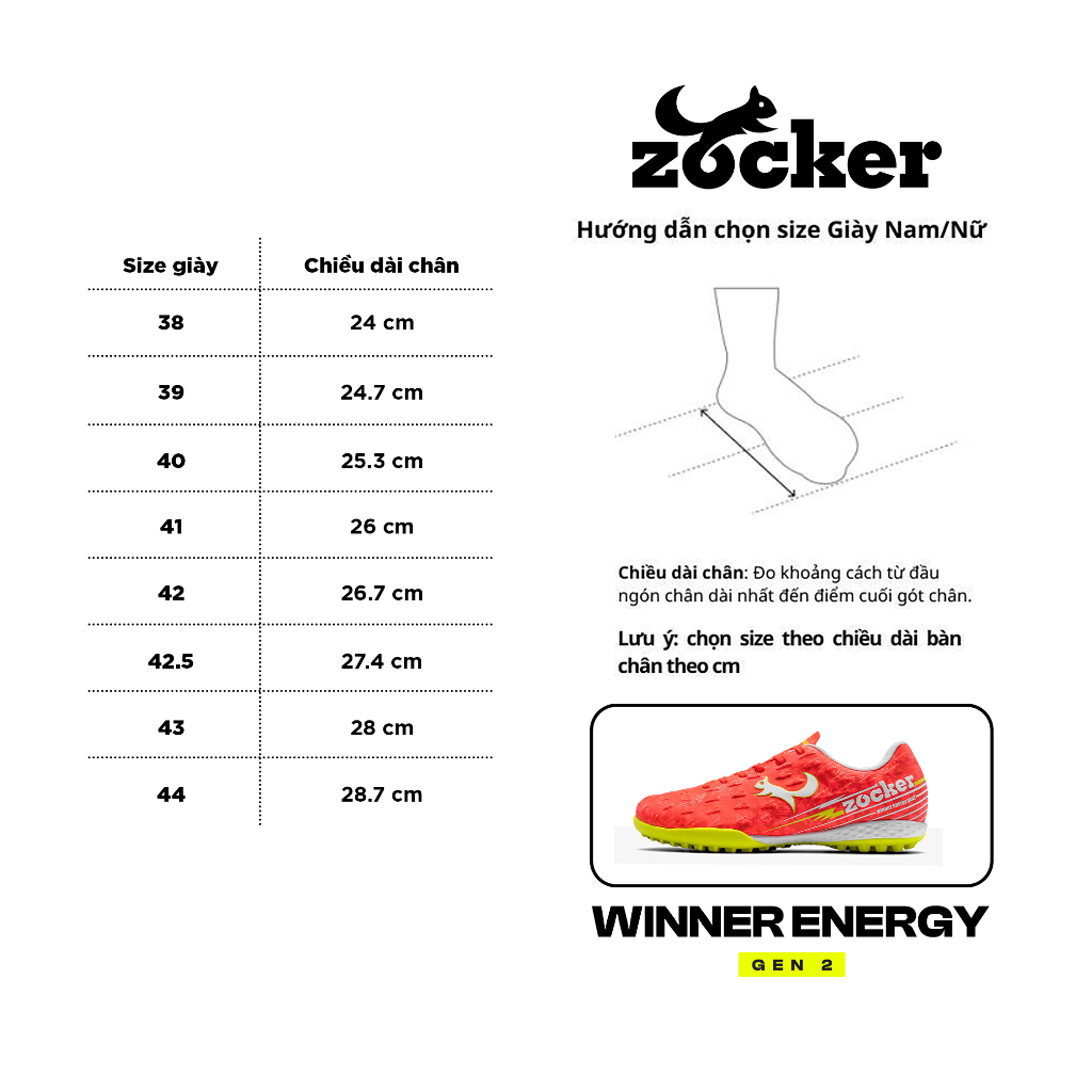 [Tăng 1 Size] Giày Đá Bóng Zocker Winner Energy 2, Form Ổn Định, Độ Bền Cao [Tặng 1 tất Zocker] | BigBuy360 - bigbuy360.vn