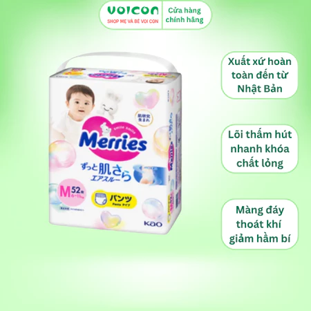 Tã/ Bỉm Quần/ Dán Merries Nhật Bản Cao Cấp Mềm Mại Thấm Hút Vượt Trội Chống Hầm Bí Cho Bé
