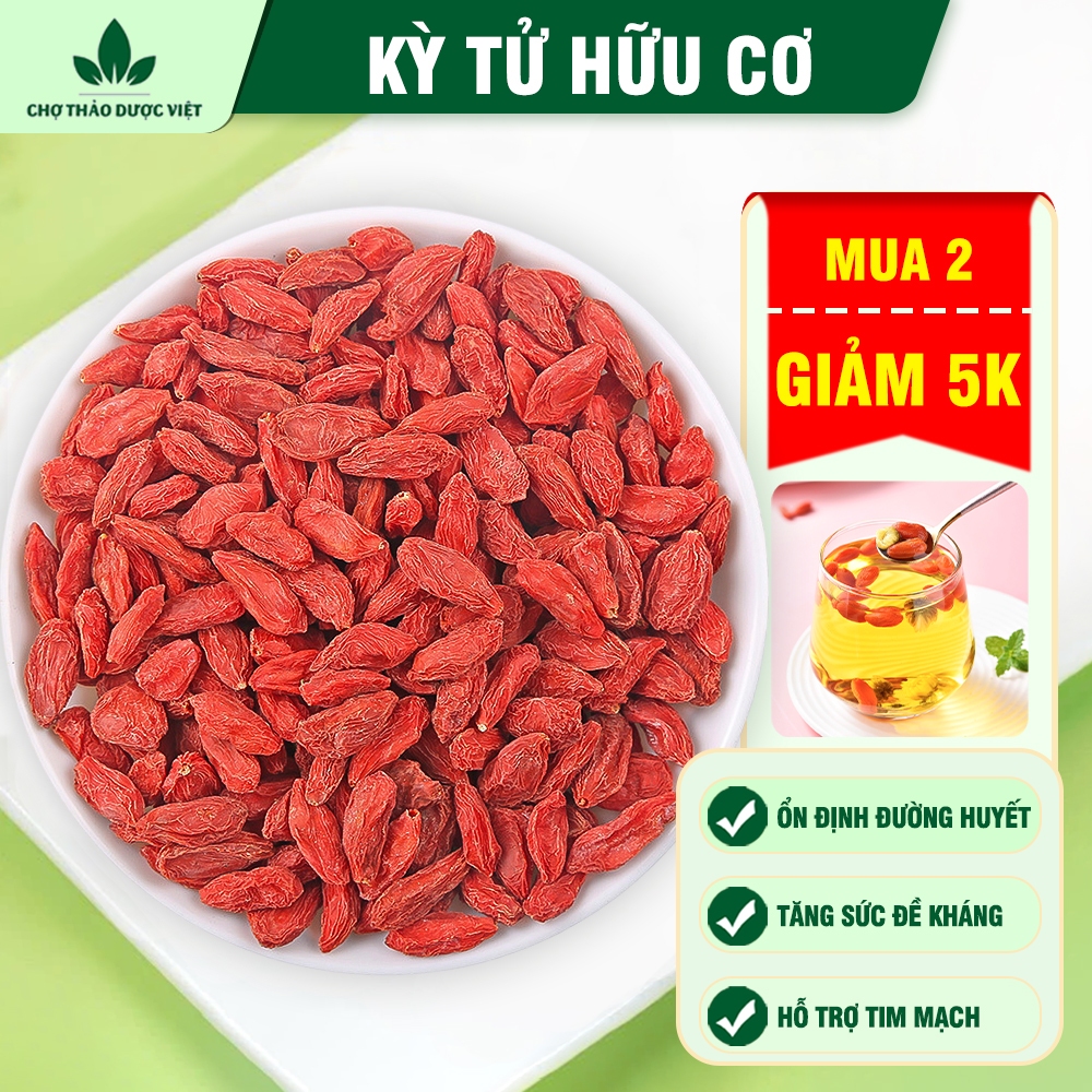 Kỳ tử Ninh Hạ 100g, trà kỳ tử hữu cơ, hạt to, tròn, màu đỏ đẹp, pha trà, hầm canh, tốt cho sức khỏe