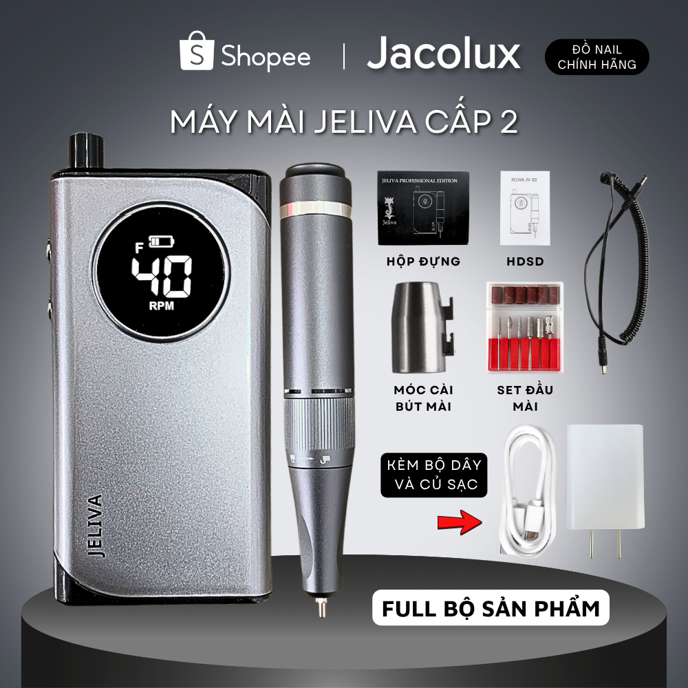 Máy mài móng tích điện JELIVA cấp 2 đồ làm nails Nghi Thảo MMJC2