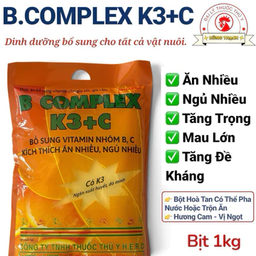 B complex K3 + C gói 1kg bổ sung vitamin B và C, K3 cho vật nuôi khoẻ