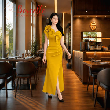 Váy Dự Tiệc Mẫu Trung Niên Bigsize - Đầm Trung Niên Đi Ăn Cưới Dự Tiệc Sang Trọng Hoa Ôm Ngực TK02