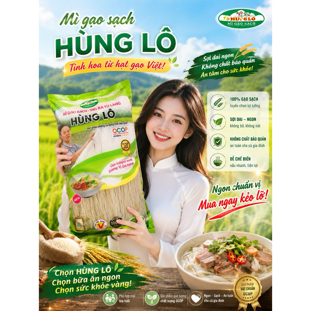 👍Mì Gạo Hùng Lô⚡️. sản phẩm chính hãng của HTX Mì Gạo Hùng Lô!