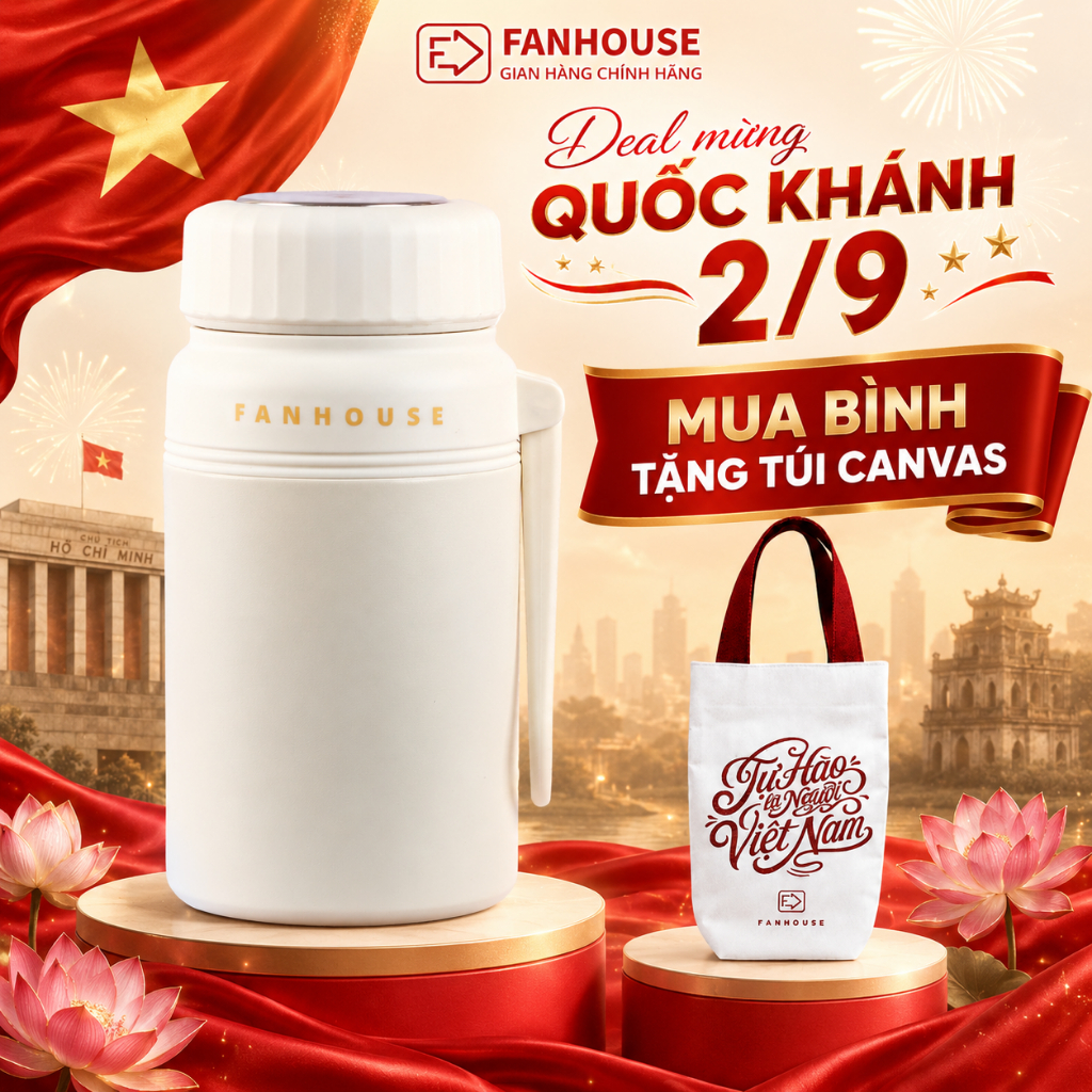 Bình nước giữ nhiệt Boony 1000ml inox 316 cao cấp Fan House bình giữ nhiệt 24h, tặng lõi lọc trà