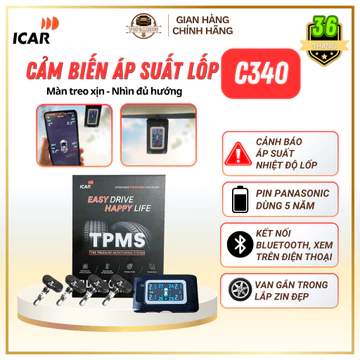 ICAR Cảm Biến Áp Suất Lốp C340 TPMS Dán Treo Gương Lái Cảm Biến Áp Suất Lốp Cho Màn Treo BH 3 Năm