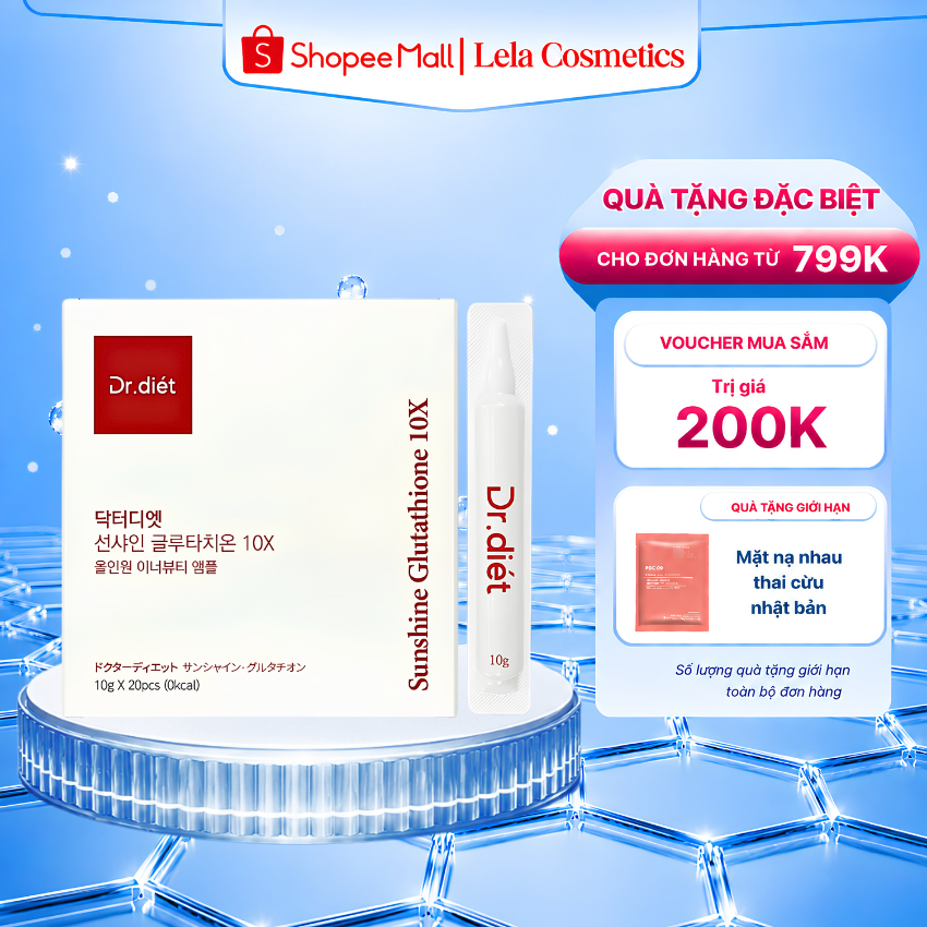 dr diet sunshine glutathione Nước Uống Trắng Da Dr.Diet 10X Hàn Quốc, Hộp 20 Ống Giúp Đẹp Da Chống Lão Hóa Gluvit-s Cream Price in Thiamine HCl Material:PUSH SET