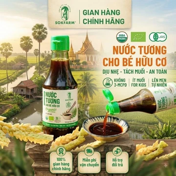 Nước Tương Mật Hoa Dừa Organic Sokfarm Hữu Cơ Cho Bé Người Ăn Chay Ăn Kiêng Tiểu Đường