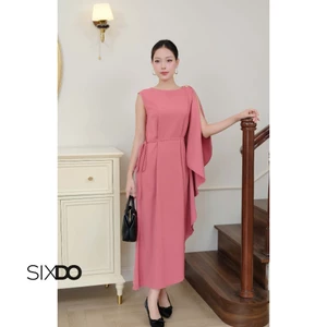 Đầm tay lệch dáng suông SIXDO (Raspberry Woven Loose Dress)