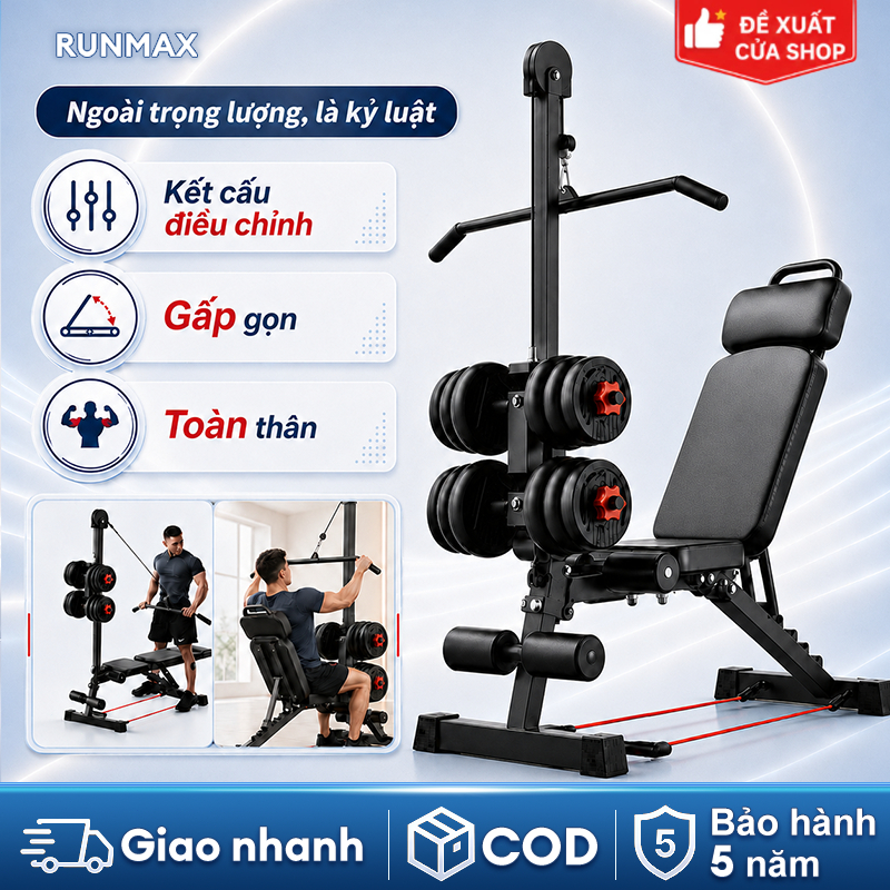 Ghế tập tạ, ghế tập đẩy tạ, dụng cụ hỗ trợ gập bụng, thiết bị thể dục, sử dụng tại nhà, ghế đa năng