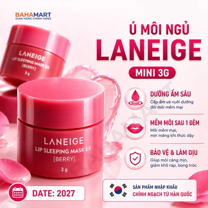 Ủ Môi Ngủ Laneige Lip Sleeping Mask Berry Mini 3g Hàn Quốc | Dưỡng Ẩm Môi Qua Đêm