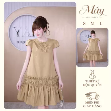 Váy suông nữ đuôi cá 2 lớp đính hoa cài rời, đầm suông nữ dáng rộng, váy nữ xinh xắn đi chơi dự tiệc MÂY M49