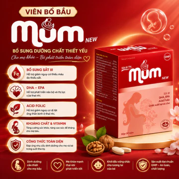 Viên uống bổ bầu Sắt III TH Mum New hộp 30 viên giúp bổ sung DHA, vitamin và khoáng chất cho mẹ bầu, giúp tăng sức khỏe