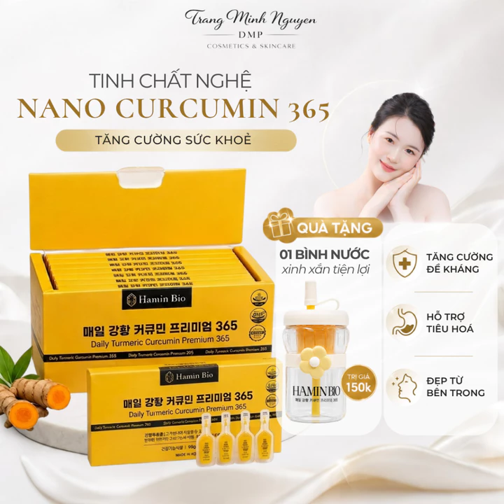 Tinh Nghệ Nano 365 Curcumin Premium Hamin Bio Hàn Quốc 32 tép - Hỗ Trợ Dạ Dày, Đẹp Da, Giữ Dáng ( Tặng 1 Bình Nước )