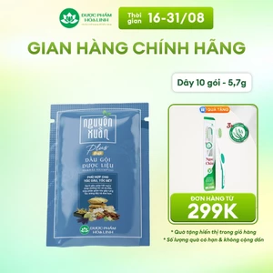 Dây dầu gội dược liệu Nguyên Xuân plus óng ả 5.7g x 10 gói