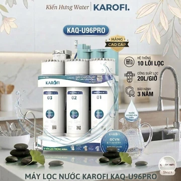 Máy lọc nước để gầm thông minh Karofi U96PRO, bổ sung thêm hydrogen - ion kiềm. Cảnh báo thay lõi lọc. vòi led