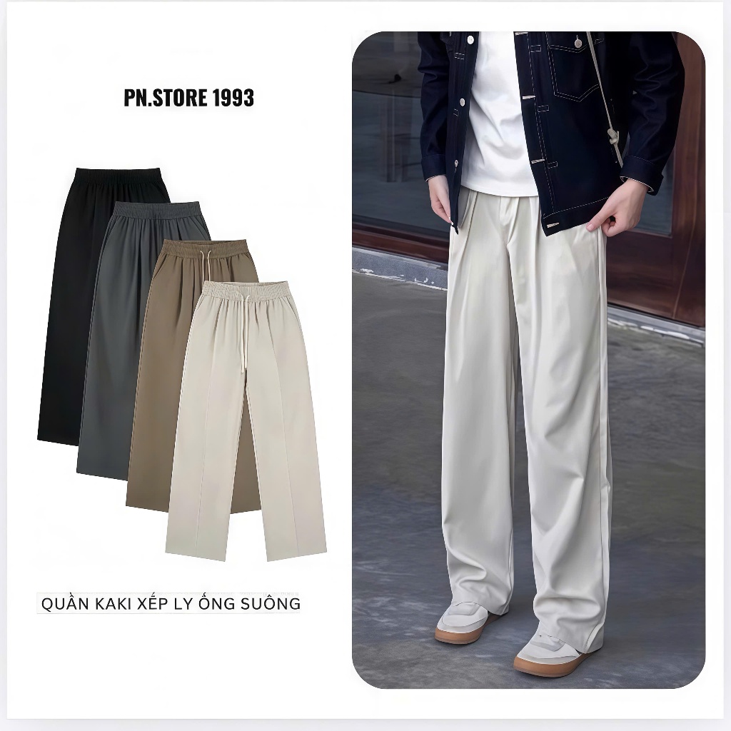 Quần Vải Ống Rộng Kaki Dù PN Store 1993 Nam Nữ Phong Cách Hàn Quốc, Mềm Mát, Thoải Mái