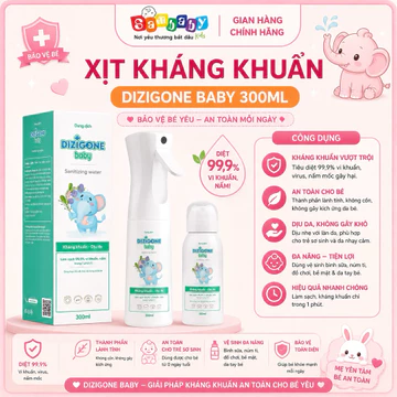 Xịt Khuẩn Dizigone Baby 300ml Chính Hãng - Xịt Kháng Khuẩn Cho Trẻ Sơ Sinh, Không Cồn Không Cay, Khử Khuẩn An Toàn