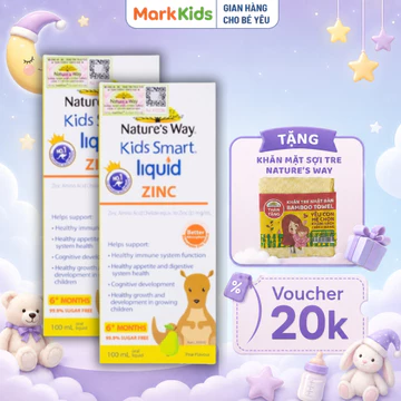 [Combo 2 hộp giảm 5%] Kẽm cho bé Nature's Way Kids Smart Liquid Zinc Siro kẽm tăng đề kháng, giúp bé ăn ngon từ 6 tháng