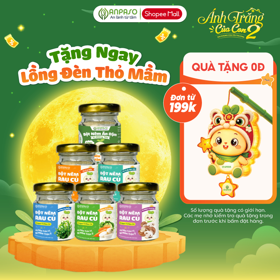 Hạt Nêm Bột Nêm Rau củ cho bé Anpaso - Gia Vị Cho bé không bổ sung muối và đường tinh luyện.