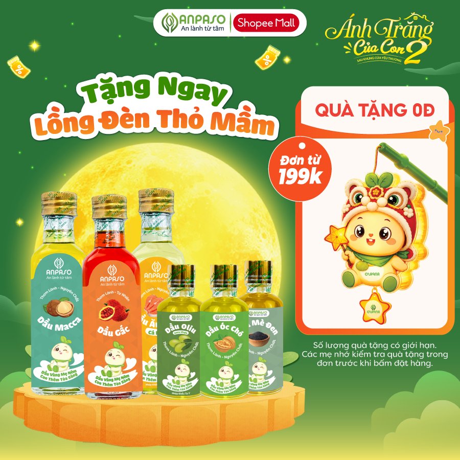 Dầu Ăn Dặm Cho Bé Anpaso - Set 3 dầu Oliu, Óc Chó, Cá Hồi 50ml, 100ml, 150ml - Dầu Chiên Xào 100ml