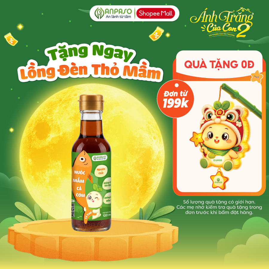 Nước Mắm Ăn Dặm Cho Bé Anpaso 120ml - Nước mắm nguyên chất 40 độ Đạm