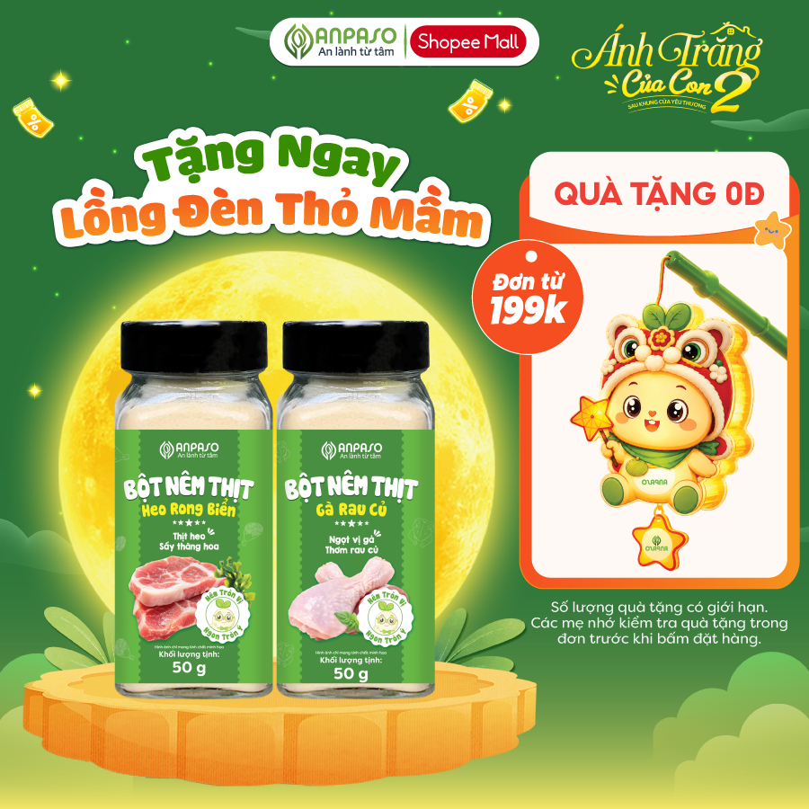 Hạt nêm cho bé ăn dặm Anpaso - Gà Rau Củ và Heo Rong Biển 50g không bổ sung muối và đường tinh luyện