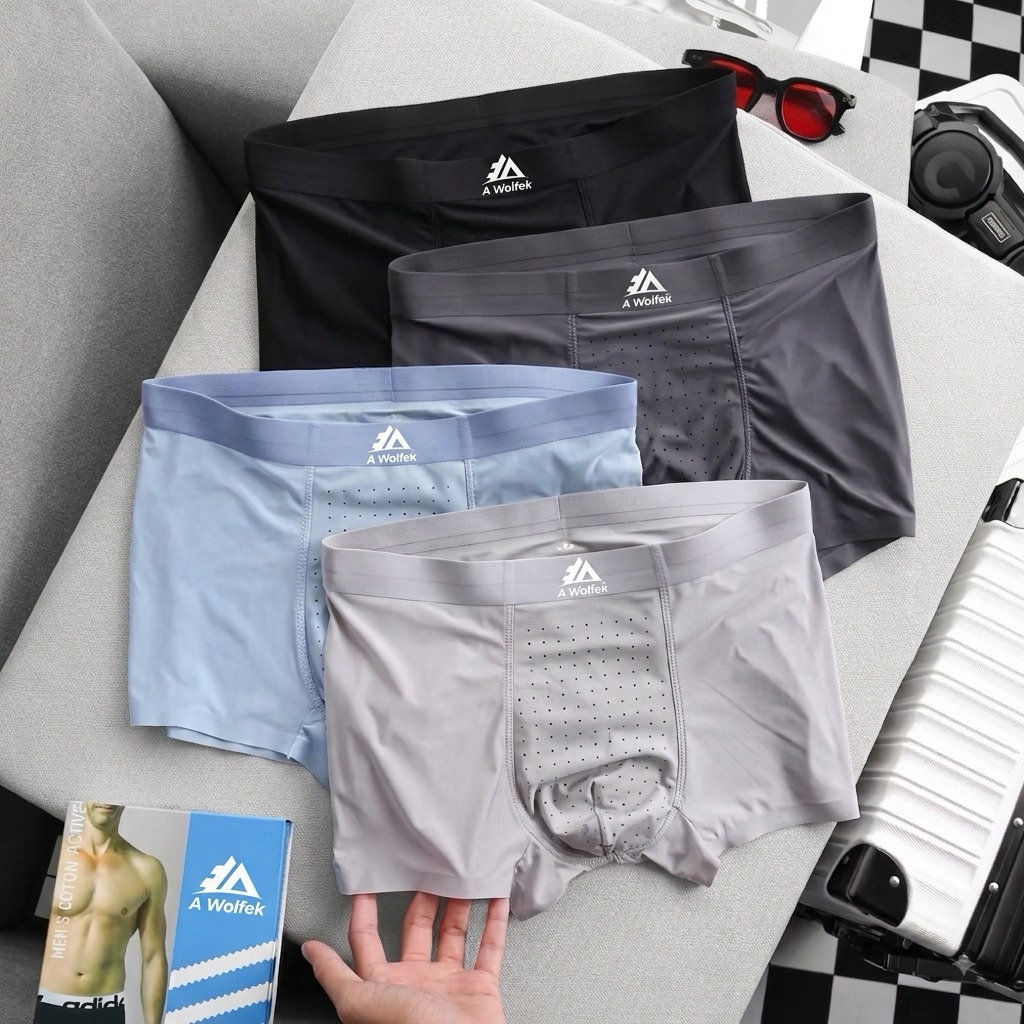 Quần Lót Nam [ COMBO 3 ] Lụa Trơn Mềm Mịn Thun Lạnh, Quần Sịp Đùi Nam BOXER Under Thông Hơi Kháng Khuẩn Cho Da Nhạy Cảm