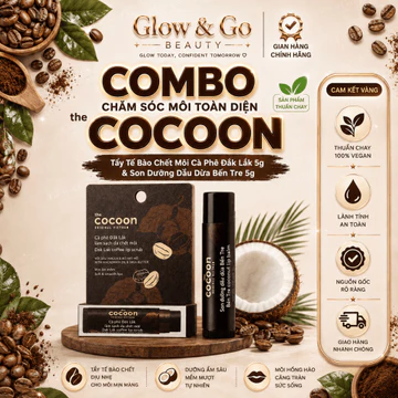 Combo Chăm Sóc Môi Toàn Diện Cocoon - Tẩy Tế Bào Chết Môi Cà Phê Đắk Lắk 5g & Son Dưỡng Dầu Dừa Bến Tre 5g Thuần Chay