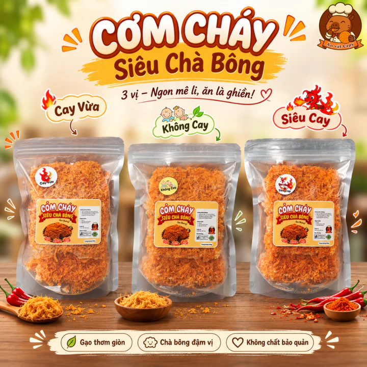 2 Túi | Cơm cháy Siêu Chà Bông, Cơm Cháy Chà Bông Giòn Xốp Đậm Vị Ăn Vặt, Cơm Cháy Ăn Vặt | Đồ Ăn Vặt Shop Ăn Vặt Capy