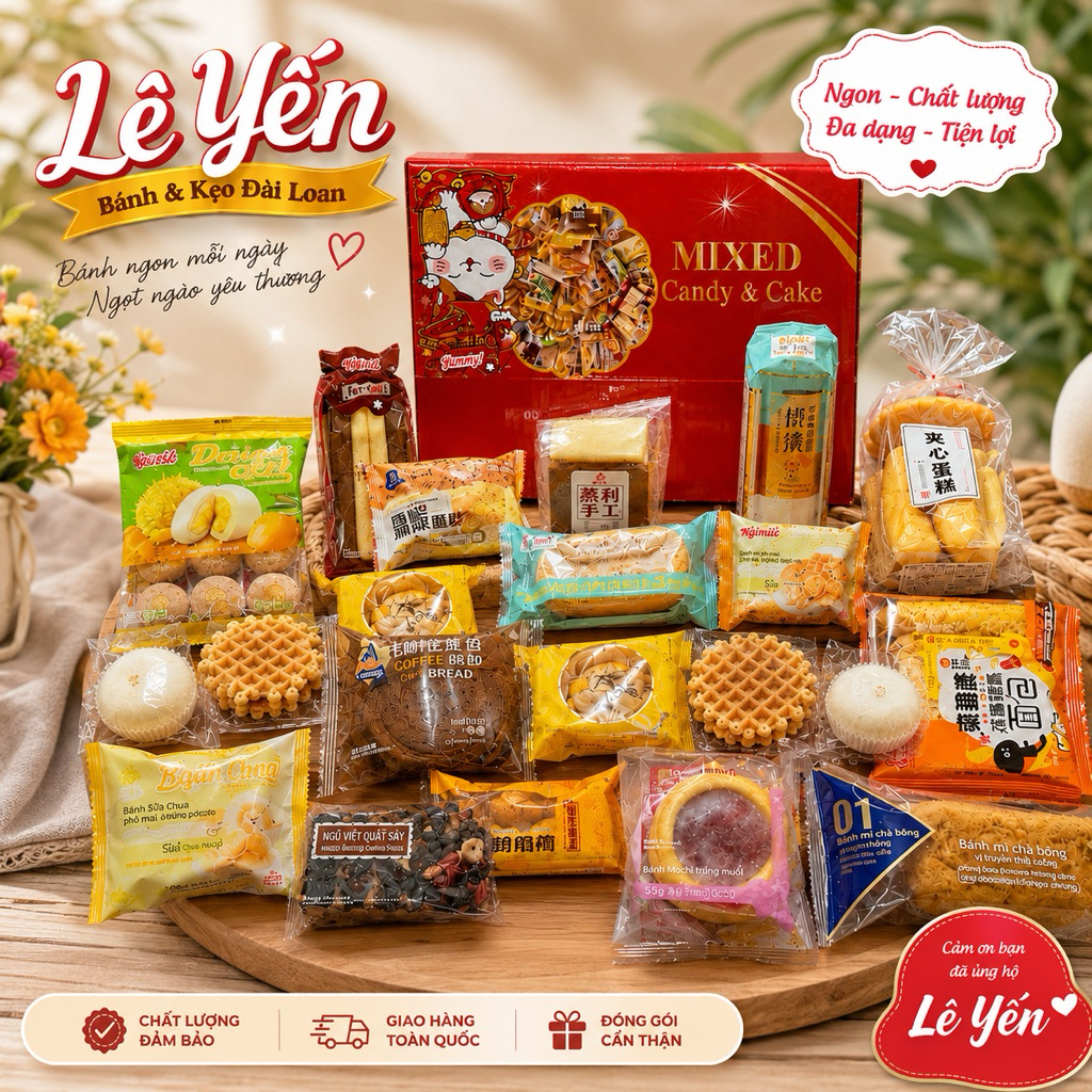 (HSD tháng 11) Bánh Mix nội địa Trung loại 1 đủ vị cả thùng 2kí, bánh to không trùng vị (20-25 cái)