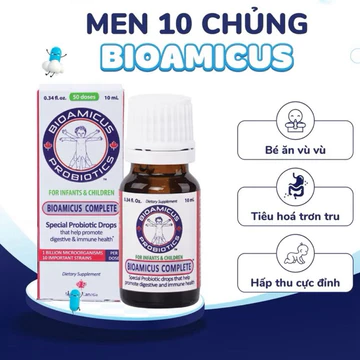 BioAmicus Complete 10 Chủng hỗ trợ cải thiện hệ vi sinh đường ruột - Men Vi Sinh Cho Bé ( Lọ 10ml )