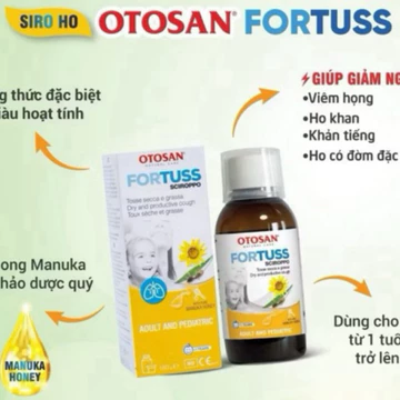 Siro Ho Thảo Dược Fortuss Otosan (Mẫu mới) Hỗ trợ Bổ Phế , Làm Dịu Con Ho, Bảo Vệ Niêm Mạc