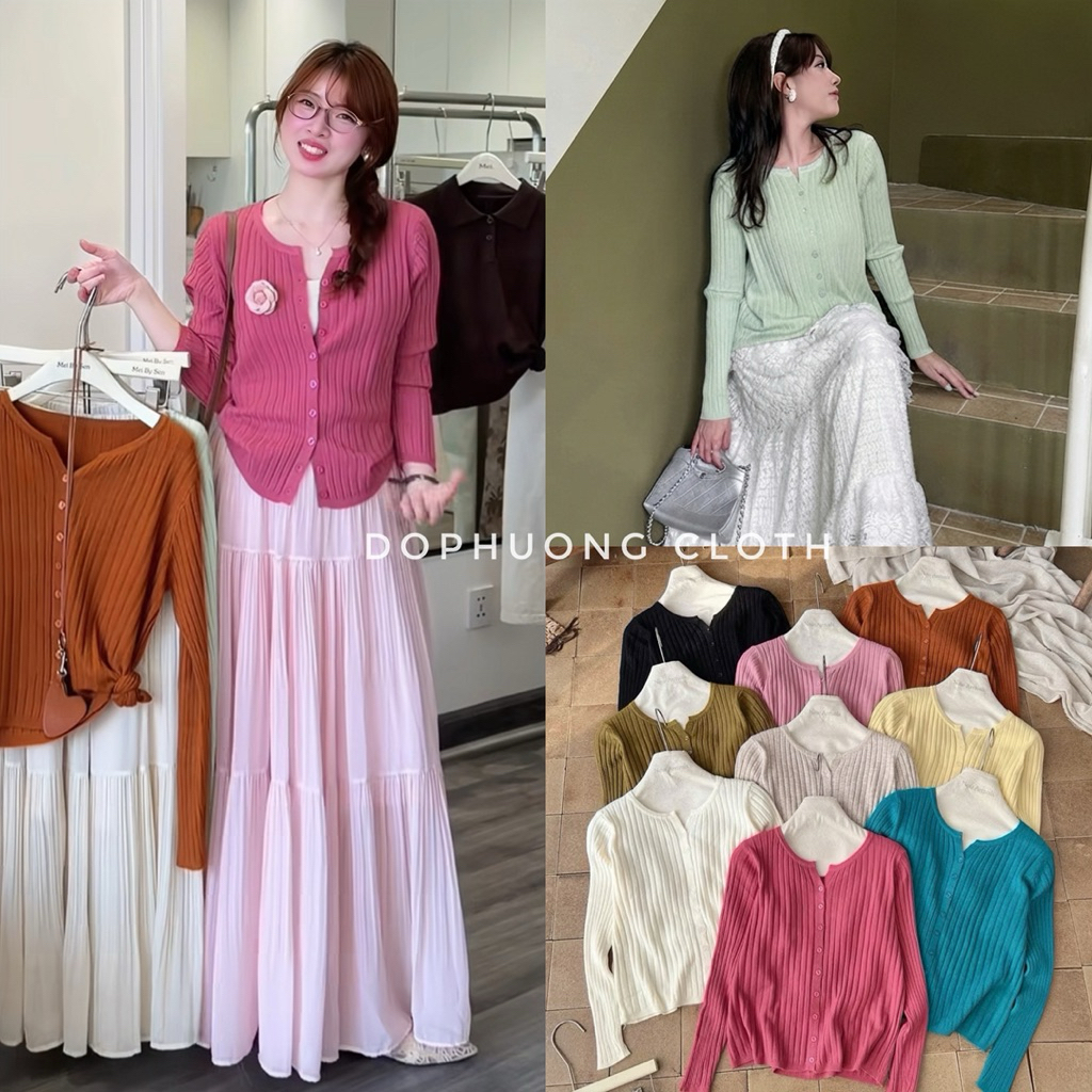 (Hàng QC L1 sẵn - video chính chủ) Áo khoác nữ, Áo len cardigan len đũa dài tay