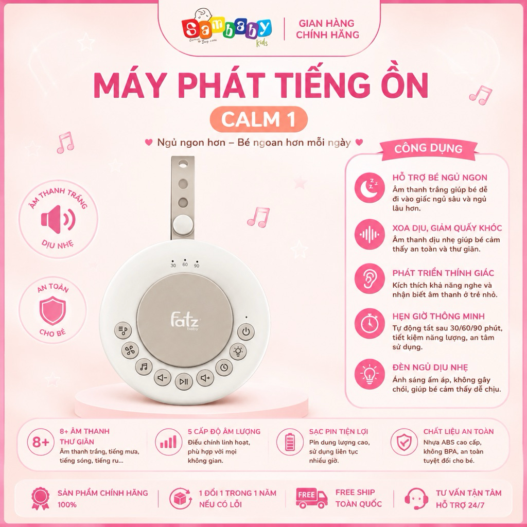 Máy Tạo Tiếng Ồn Trắng Calm 1 Fatz Baby – Kèm Đèn Ngủ Dịu Nhẹ