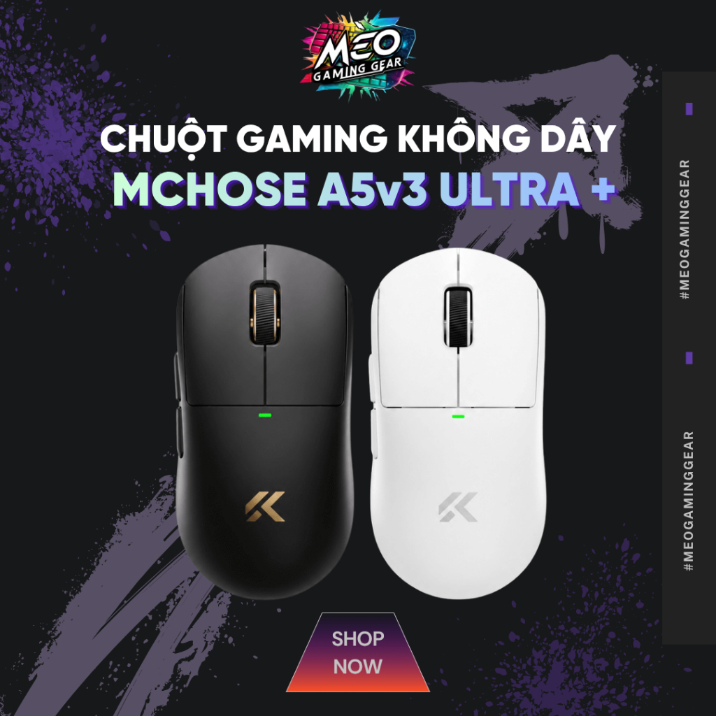 [SẴN HÀNG] Chuột Gaming Không Dây Mchose A5v3 Ultra+ - PAW3955TI, MCU: Nordic 54L Kép, Dual 8K, 55G | BigBuy360 - bigbuy360.vn
