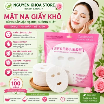 Mặt Nạ Giấy Khô Bịch 100 Miếng Mặt Nạ Giấy Gói 50 Miếng Dùng Đắp Mặt Nạ Bột | Dưỡng Chất Dùng Cho Cá Nhân Spa Thẩm Mỹ
