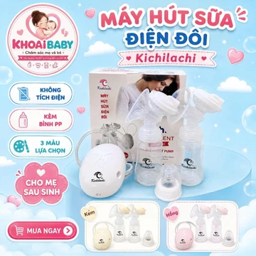 Máy Hút Sữa Điện Đôi KHÔNG TÍCH ĐIỆN Kichilachi, Máy Vắt Sữa Điện Đôi Có Bình Hút Sữa Pp -BBSTORE