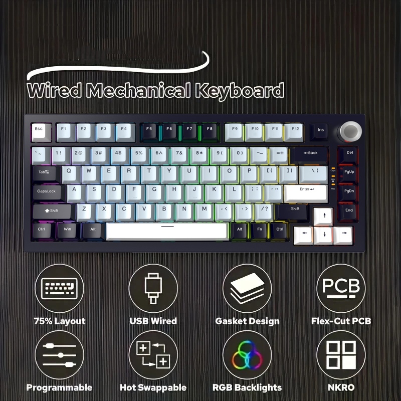 Bàn phím cơ Atas K81 | 3 mode | mạch xuôi | Led RGB | gasket mount | full foam | BigBuy360 - bigbuy360.vn