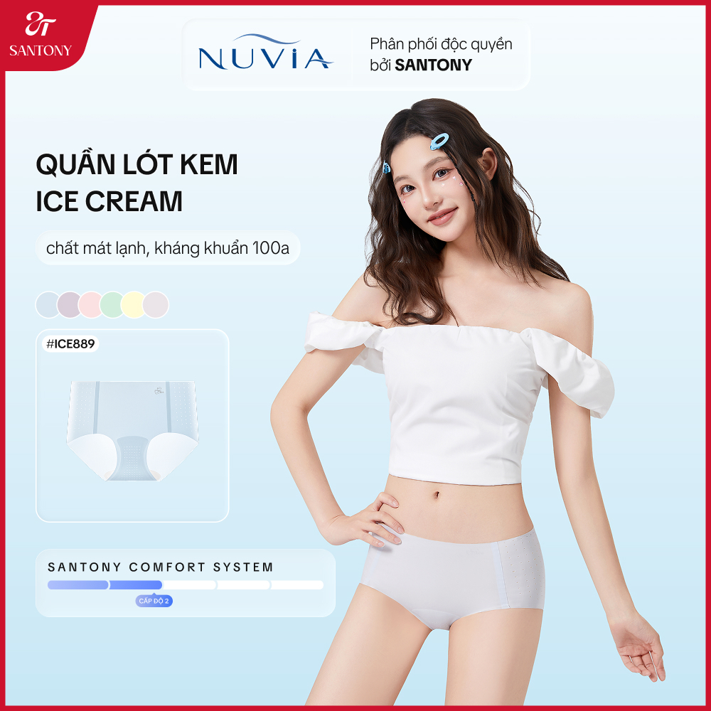 [SANTONY] Quần lót kem icecream chất tàng hình mát lạnh - kháng khuẩn 100a bảo vệ vùng kín - ICE889