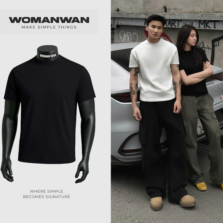 [CLEANFIT] Áo Thun Cleanfit Cổ Tròn Nam Nữ Tôn Chiều Cao Vải Chống Nhăn Form Slimfit - WOMAN WAN Menswear
