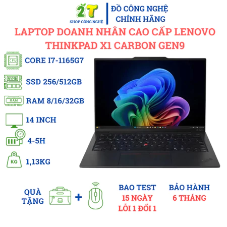 Laptop doanh nhân cao cấp Lenovo ThinkPad X1 Carbon Gen 9 cấu hình chip Core i7 1165G7, Ram 16Gb, SSD 512Gb