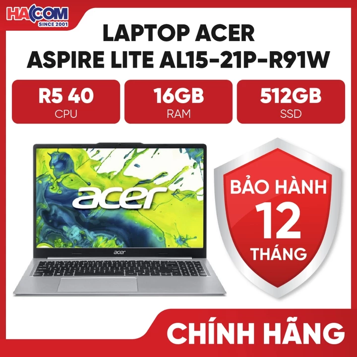 Laptop Acer Aspire Lite 15 AL15-21P-R91W (Ryzen5 40/16GB/512GB/15.6"/Win11SL) - BH 12 Tháng HACOM PC