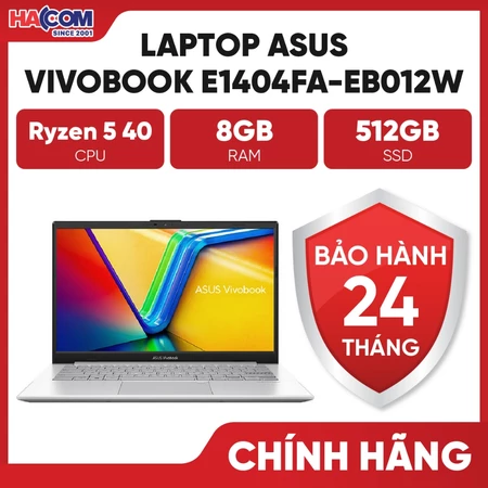 Laptop Asus Vivobook Go 14 E1404FA-EB012W (Ryzen 5 40/8GB/512GB/14" FHD/Win11/Bạc) - BH 12 Tháng