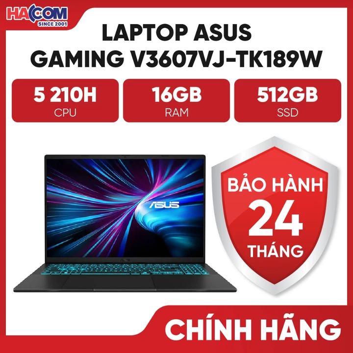 Laptop Asus Gaming V3607VJ-TK189W (Core 5 210H/16GB/512B/16" WUXGA 144hz/RTX 3050 6GB/W6/BT/Win11H/ Đen) - BH 24 Tháng