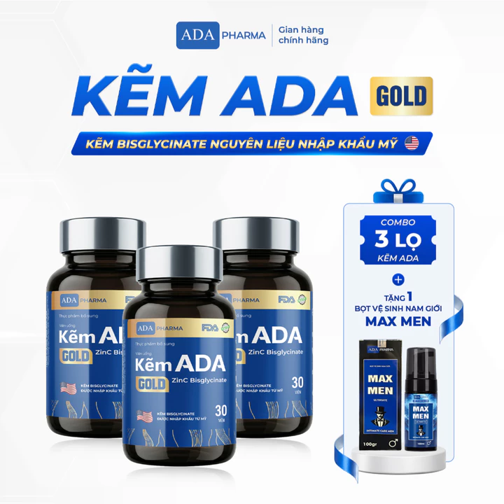Kẽm ADA Gold - ứng dụng công nghệ ChelamaxBisglycinate với nguyên liệu từ Mỹ thêm Magie & Vitamin B.